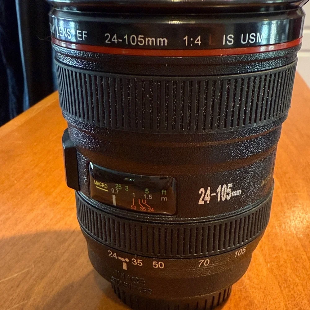 Camera Lens Mug with Lid - Black